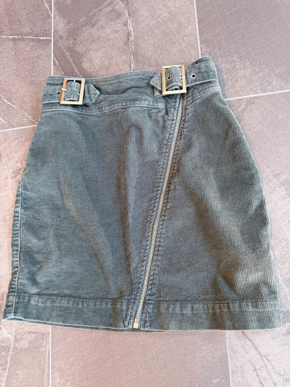 Urban Outfitters Green Corduroy Moto Zip Mini Skirt S